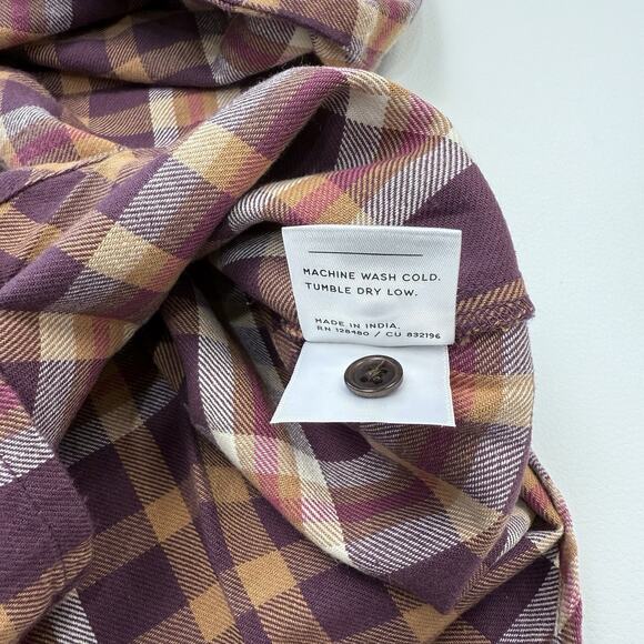 Pact Mila Flannel Shirt Womens Size L Maroon Plaid Organic Cotton NWT - Picture 6 of 7